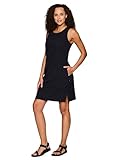 Avalanche Women's Quick Drying Hiking Dress, Longer Length Sleeveless Woven Dress Beach Coverup Tunic with Zipper Pockets Bl Black