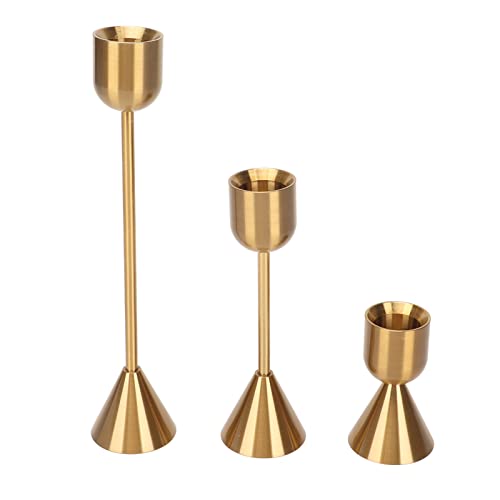 3 Pcs Candle Holders Different Heights Gold Candlestick Holders Taper for Home Decoration