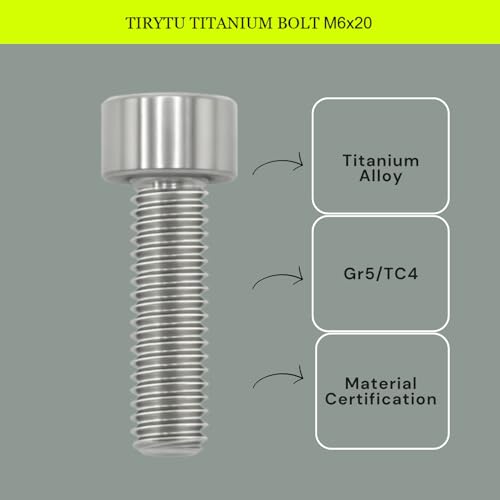 Image of M6x20 Titanium Bolts Hex Socket Cap Screw, Natural Color, 4PC | Lightweight Design, Ideal for Humid /Salty Environments, Socket Head Hex Key No Washer, MTB /Motorcycle Bolts