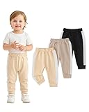 Aura Vane Toddler Girl Pants 2T 3T Toddler Leggings 3 Pack Casual Jogger Pants Solid Color Black Brown Khaki Drawstring Elastic Sweatpants