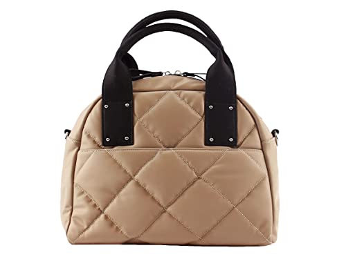 25SSRL-AP キルティング トートバッグ レディース 2way 撥水 ナイロン 通勤 お仕事バッグ マザーズバッグ ショルダーバッグ ショルダー付き ななめ掛け 肩かけ B5サイズ シンプル かわいい マチ広 25SSRL (アプリコット)