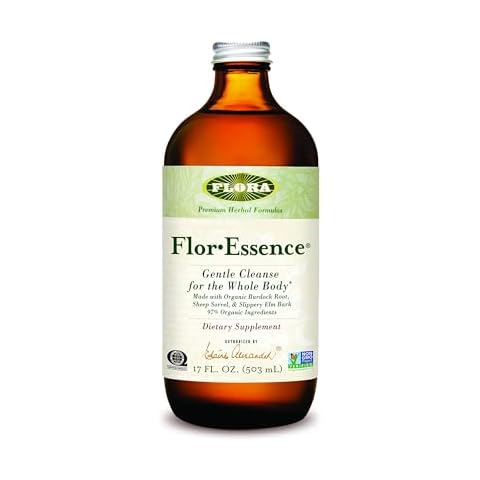 Flora Health Flor-Essence Liquid Tea Blend - Ancient 8-Herb Formula - Natural Full Body Cleanse & Detox - Organic Ingredients - Pure Vegan Formula - Burdock Root, Sorrel, Slippery Elm, Kelp - 500mL Cover