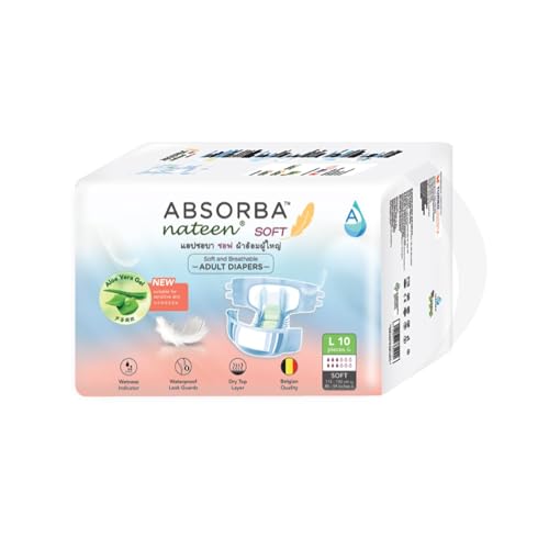 Absorba Nateen Soft Adult Diapers - L (115-150cm) 10s