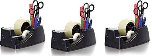 Officemate Heavy Duty Weighted 2-in-1 Tape Dispenser, Recycled,Black (96660) (Pack of 3)