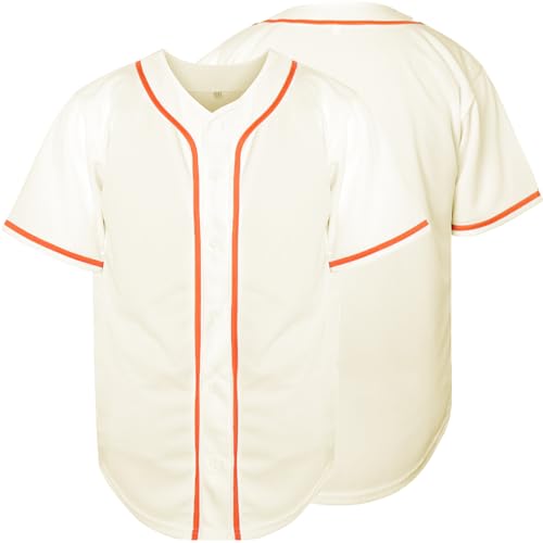 Jersey de Béisbol en Blanco, Manga Corta, Camiseta Deportiva Hip Hop para Hombre y Mujer (Grande, Beige) miniatura 1