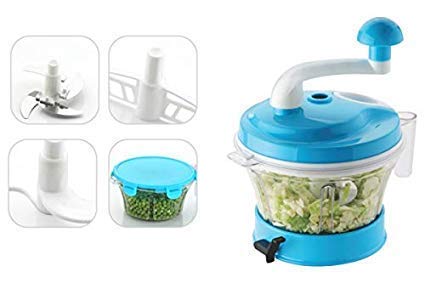 OFFER SALE 4 in 1 Manual Food Processor with Vacuum Base Flour Kneader and Vegetable Chopper Cutter Atta Maker Dough Kneader for Kitchen (Multi Color)