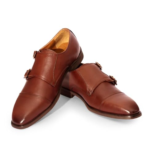 Image of Premium Men's Leather Double Monk Strap Shoes for Office & Casual Wear | Lightweight Comfort Sole | Handcrafted Stylish Shoes for Everyday Use