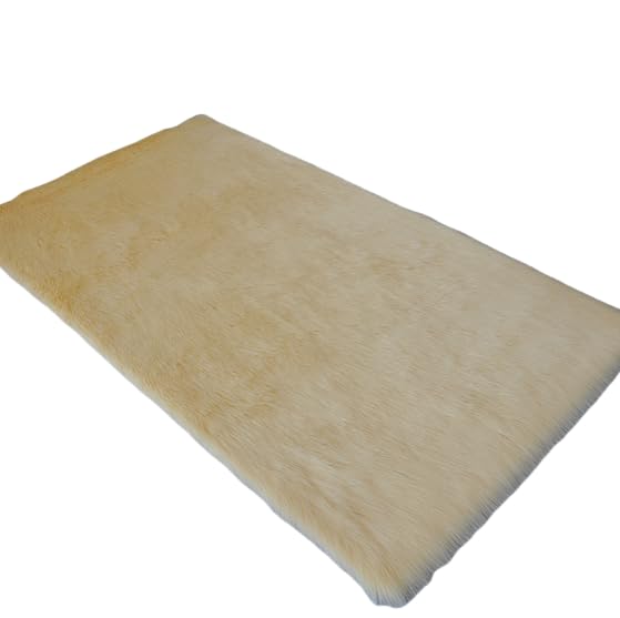 Tapis en peluche antidérapant beige 80x150cm tapis intérieur chambre