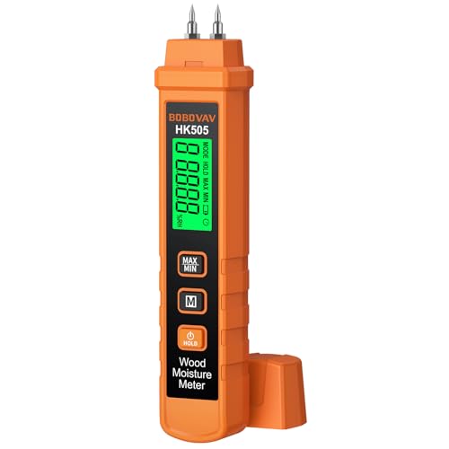 BOBOVAV Feuchtigkeitsmessgerät Feuchtigkeitsmesser für Holz Baustoffe Wand Tragbares Pins-Holzfeuchtemessgerät mit LCD-Display 3-Farben 2 Modi 7 Kalibrierungsskalen Feuchtigkeits-detector