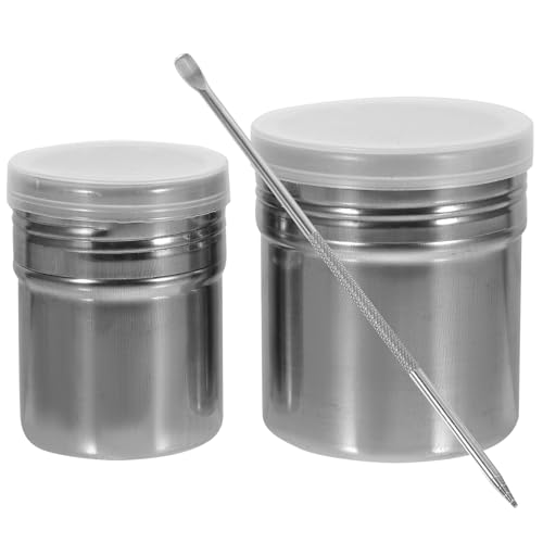 EPIGEIST Espolvoreador de Café y Chocolate de Acero Inoxidable Set de 3 Piezas Tamaño Pequeño y Mediano Aguja para Latte Art Frasco Portátil Multiusos para Especias Adecuado para