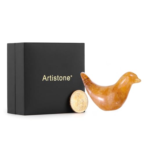 Figura de pájaro tallada a mano de citrino 2.8 pulgadas miniatura 7
