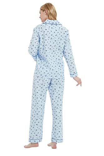GLOBAL Womens Cotton Pajama Set for Women Long Sleeve PJs Button Down Sleepwear S-3XL - Image 3