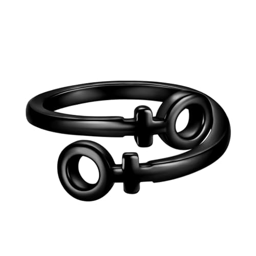 Bague ouverte argent résolvant les problèmes de taille : double symbole LGBT