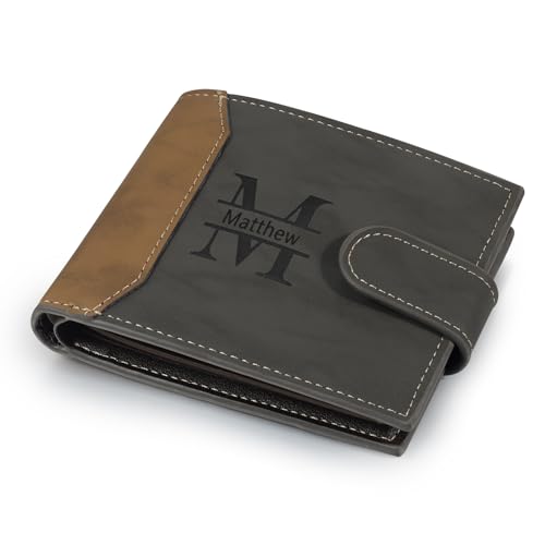 Personalized Fathers Day Wallet with Photo & Name | Custom Wallets for Men | Unique Personalized Gifts for Men Dad | Leather Engraved Wallet (Style 3)