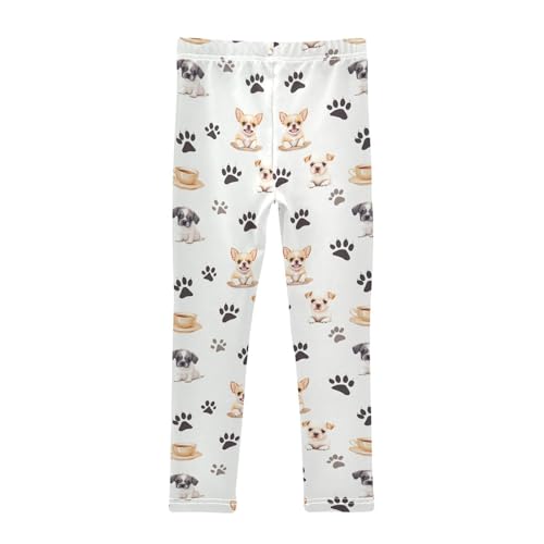 Girls Leggings Puppy Dog and Paw Prints Toddler Girls Clothes Toddler Comfortable Bottoms Girl Leggings 3T-10Y2