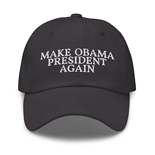 Make Obama President Again Dad Hat - Funny 44 Embroidered Cap Dark Grey