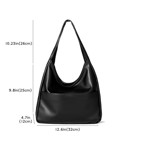 Image of Tote Bags for Women,Faux Leather Shoulder Hobo Purse Soft Slouchy Work Handbag for Work Travel 2pcs