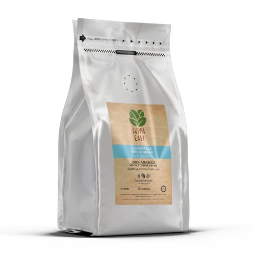 Cuppa East Guatemala Single Origin Coffee, 100% Arabica Beans, Medium Roast, Nuts, Chocolate & Lemon Taste, 500 grams