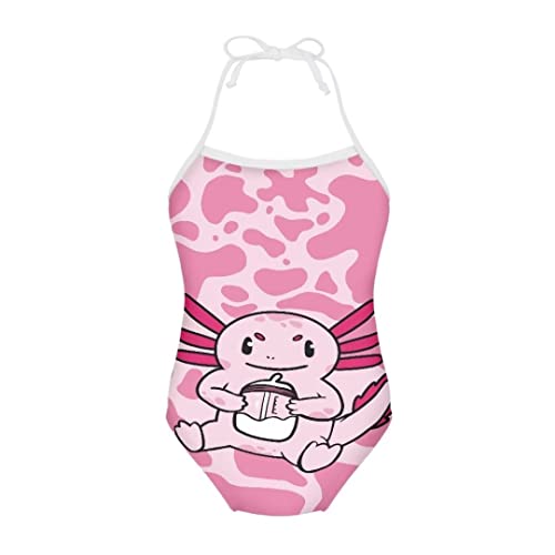 Image of Pinupub Girls Cute Swimsuit One Piece Bathing Suit Sleeveless Halter Neck Swimwear Beachwear