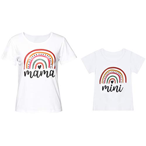 Mommy and Me Matching Shirts for Girls Boys Mother Daughter Matching Outfits Mothers Day Shirts Summer Tops for Women (White,7-8 Years)