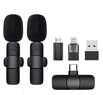 CUTECH Noise cancallation Omnidirectional Lavalier Wireless mic 50 Meter Range Plug & Play Rechargeable Microphone with 2 Transmitters & 3 Receiver Lapel Mic