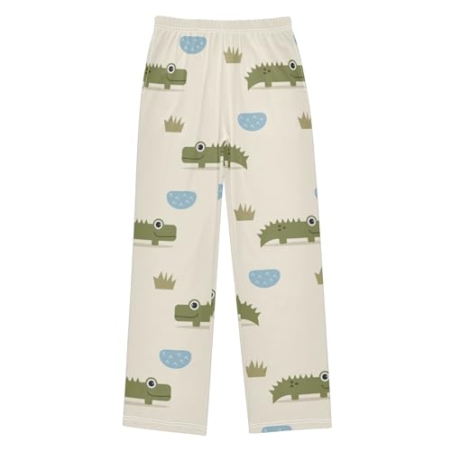 Crocodile Cute Boys Pants Boys Athletic Pants Long Pant for Boywith Pockets Wide-Leg Size 6-14Y