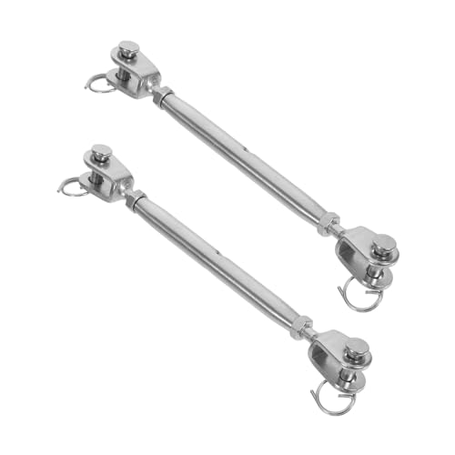 2 piezas tensores para cable con cuerpo cerrado de acero inoxidable, tipo quijada, resistentes a la intemperie miniatura 1