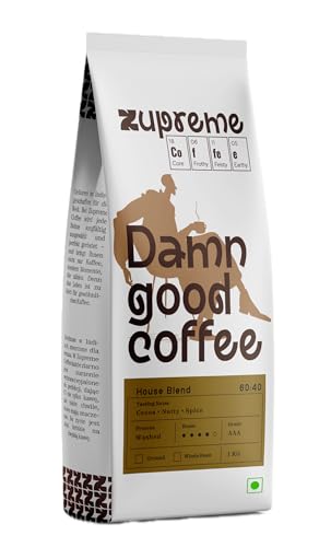 Image of Zupreme Premium Coffee House Blend 60:40 | Arabica Robusta Coffee Beans | Medium to Dark Roast | Strong, Creamy & Full Bodied | Freshly Roasted | Ideal for Espresso & Filter Coffee