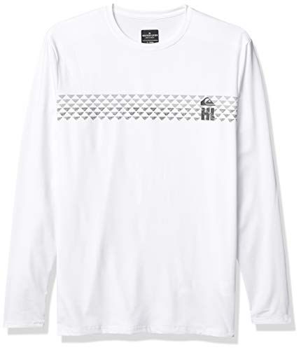 Quiksilver Men's Hawaii Seasons LS Long Sleeve Rashguard SURF Shirt, White, M