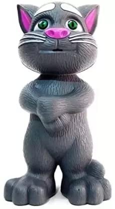 Uwish Intelligent Talking Tom Cat, Speaking Robot Cat Repeats What You Say, Touch Recording Rhymes and Songs, Musical Cat Toy for Kids, 3+ Years (Grey)