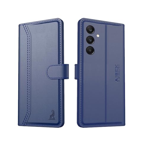 Image of AIBEX for Samsung F17 5G / Samsung A17 5G / Samsung A26 5G Flip Cover Leather Finish with Magnatic Closure | Inside TPU with Card Pockets | Wallet Stand | Complete Protection Flip Case -Blue