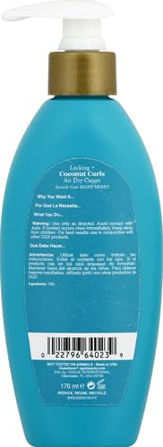 Image of OGX Locking Curls Cream | Coconut Infused | Air Dry Formula | Paraben Free | 6 oz Pack of 2