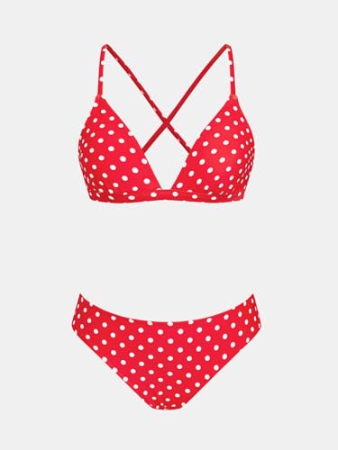 Image of CUPSHE Bikini Set for Women Two Piece Swimsuits V Neck Low Rise Crisscross Back Self Tie Spaghetti Straps