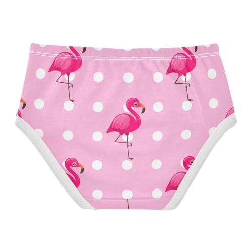 Pink Flamingos Polka Panties for Girl Toddler Girls Underwear Cotton Artistic Briefs Girls Undies 2t2