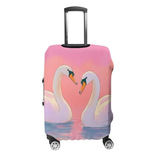 Two Swans in Love Luggage Covers Washable Travel Suitcase Cover Elastic Baggage Protector4