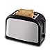 Toster na 2 kromki, czarny toster ze stali nierdzewnej, 7-stopniowa regulacja brązowienia, z rozmrażaniem/podgrzewaniem (800 W)