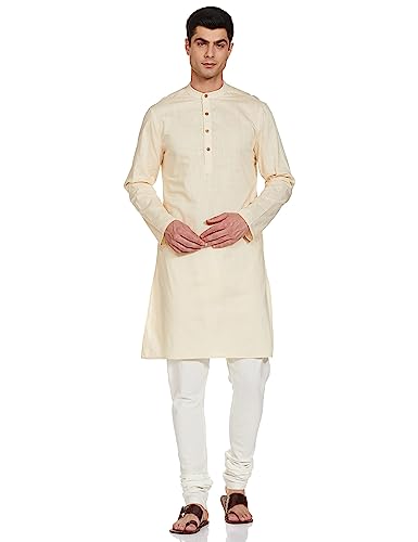 Image of Amazon Brand - Symbol Men's 100% Cotton Solid Long Length Casual Kurta - Regular Fit (Available in Plus Sizes)