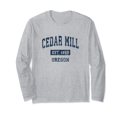 Cedar Mill Oregon OR Diseño deportivo vintage azul marino Manga Larga
