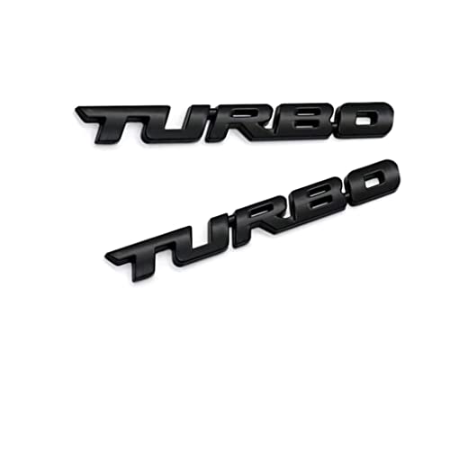 2 Pc 3D Metal Turbo Emblem Logo Badg Turbo Side Fender Turbo Badge Car Trunk Nameplate Sticker Decal Suitable For Cars Suv Trucks (Black) #TOP4