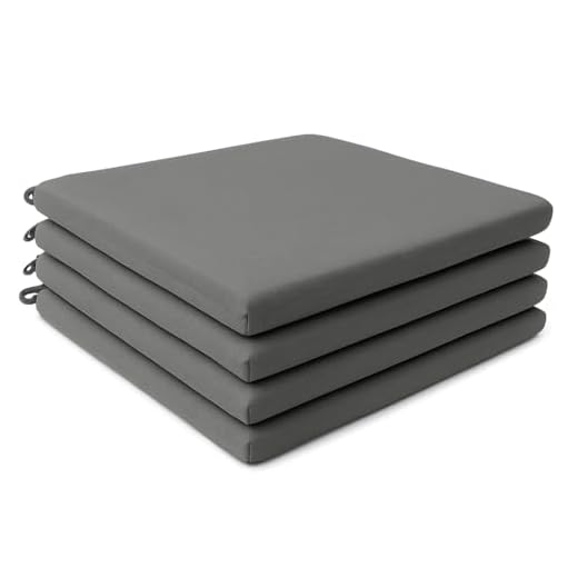 4Pcs Dining Garden Chair Seat Pads with Ties for Kitchen, Living Room, Patio, Office – Indoor Outdoor Foam Cushions with Removable Covers (Grey)