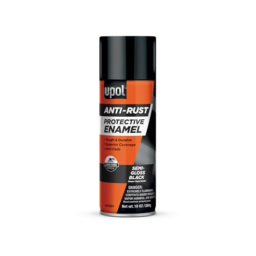 U-POL Anti Rust Protective Enamel Spray, Long-Lasting & Durable Vehicle Spray Paint With Anti-Fade Technology, Semi-Gloss Black Spray,10 oz