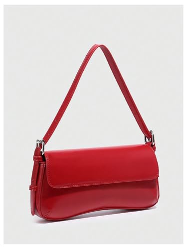 Image of Verdusa Women's Y2K Trendy Purse Boho Bags Faux Oiled Leather Tote Handbag Flap Underarm Shoulder Bag