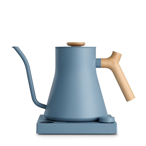 Image of Fellow Stagg EKG Pro Electric Gooseneck Kettle for Pour-Over Coffee & Tea | Stainless Steel, WiFi Smart, Precise Temperature Control, Quick Heating, Built-in Brew Timer, 0.9 Liter, Hazy Blue