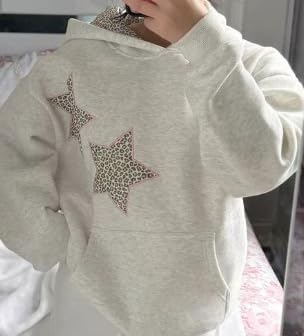 Chvity Womens Star Graphic Hoodies Oversized Y2k Leopard Print Hooded Sweatshirt Teen Girls Casual Cheetah Unisex Streetwear - Image 3