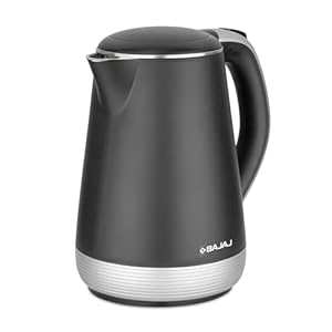 Bajaj KTP 1.7 Ltr Electric Kettle For Hot Water|1600W Double Walled Hot Water Kettle|360 degree Swivel Base With Cord Storage|On-Off Switch With Indicator|Dry Boil Protection|2 Year Warranty By Bajaj|Silver
