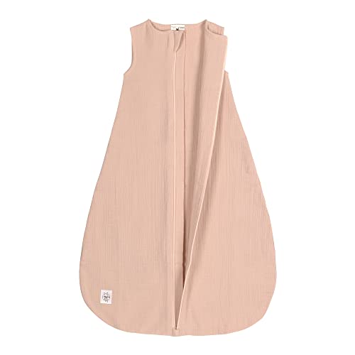 Lässig 1542016772-56 Babyzomerslaapzak zonder mouwen, muslin-katoen, GOTS-gecertificeerd, uniseks, Muslin Sleeping Bag powder roze, maat 50/56 0-2 maanden - Afbeelding 3