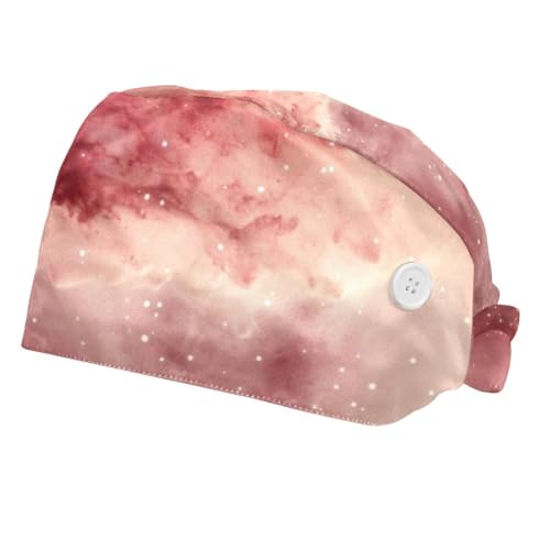 2 Pcs Pink Nebula Working Cap with Buttons Sweatband Adjustable Hats Tie Back Hats