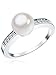 Produktbild Rafaela Donata Damen-Ring 925/- Sterling Silber mit Muschelkernperle 8 mm Rund Weiß und Zirkonia - Silberring mit Perle und Zirkonia Perlenring