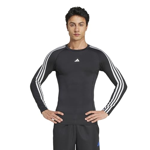 adidas 長袖 Tシャツテックフィット コンプレッション トレーニング 3ストライプス 長袖Tシャツ JTE76メンズ