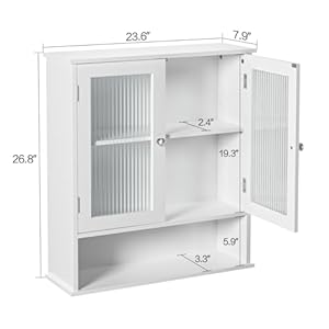 QSSLLC Bathroom Cabinet Wall Mount, Medicine Cabinet with Doors & Adjustable Shlef, Over The Toilet Bathroom Storage Cabinet, Wall Cabinet for Bathroom, Kitchen, Living Room, Bedroom, White QSSLLC Bathroom Cabinet Wall Mount Medicine Cabinet with Doors Adjustable Shlef Over The Toilet Bathroom Storage Cabinet Wall Cabinet for Bathroom Kitchen Living Room Bedroom White